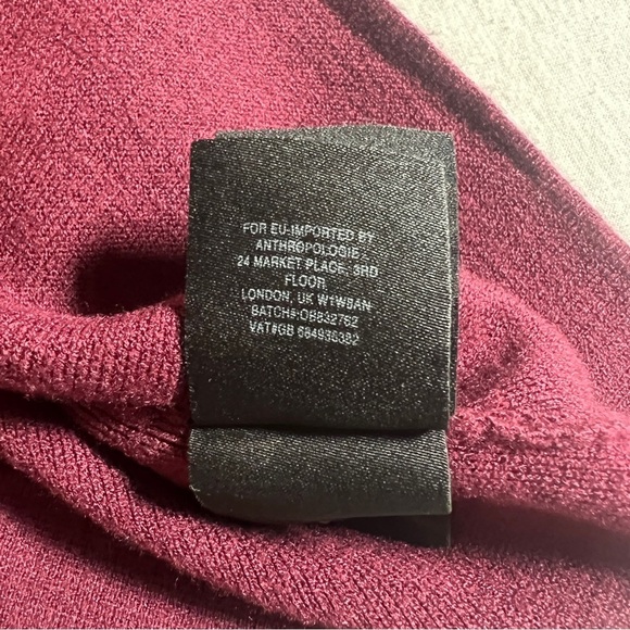 Anthropologie Moth Chester Dress w/ Bell Flare Sleeves in Red Plum Purple, Small - Picture 7 of 9